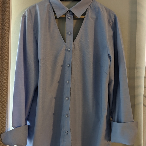 Unique  blue shirt size Large NWOT - Picture 4 of 7